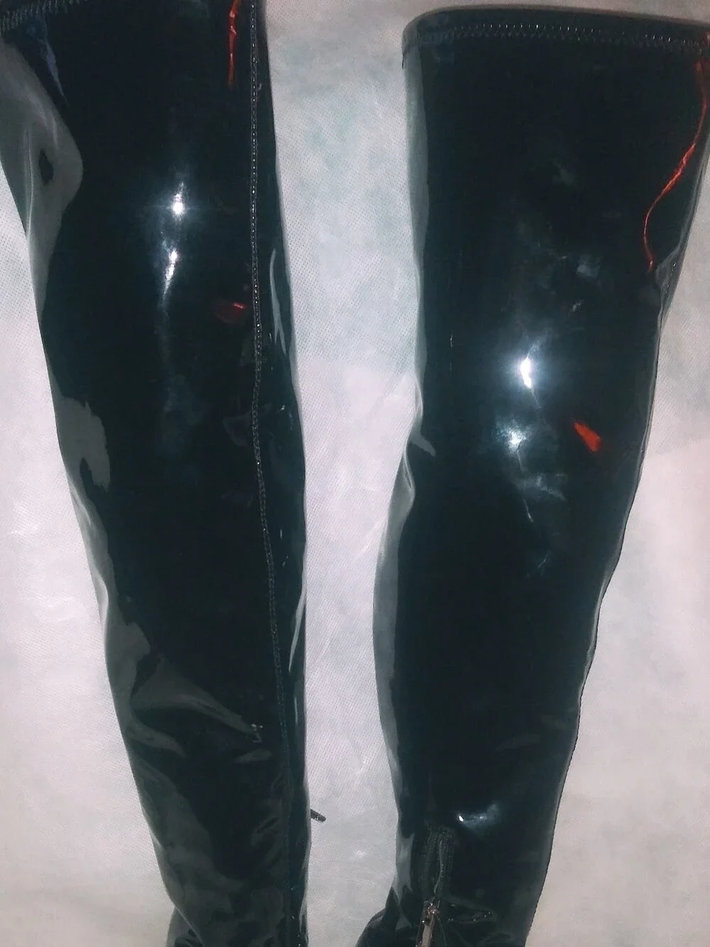 Jennifer Lopez Black Patent Over-the-Knee Pointed Toe Heeled Boots